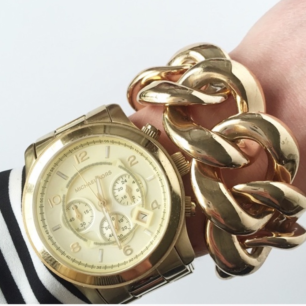 Michael Kors Oversized Runway Gold Watch